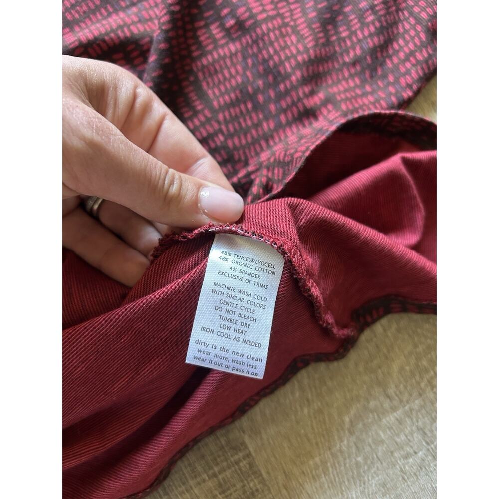 Toad & Co Rosalinda Dress Womens L Organic Cotton Tencel A-Line Geometric Red - Picture 6 of 13